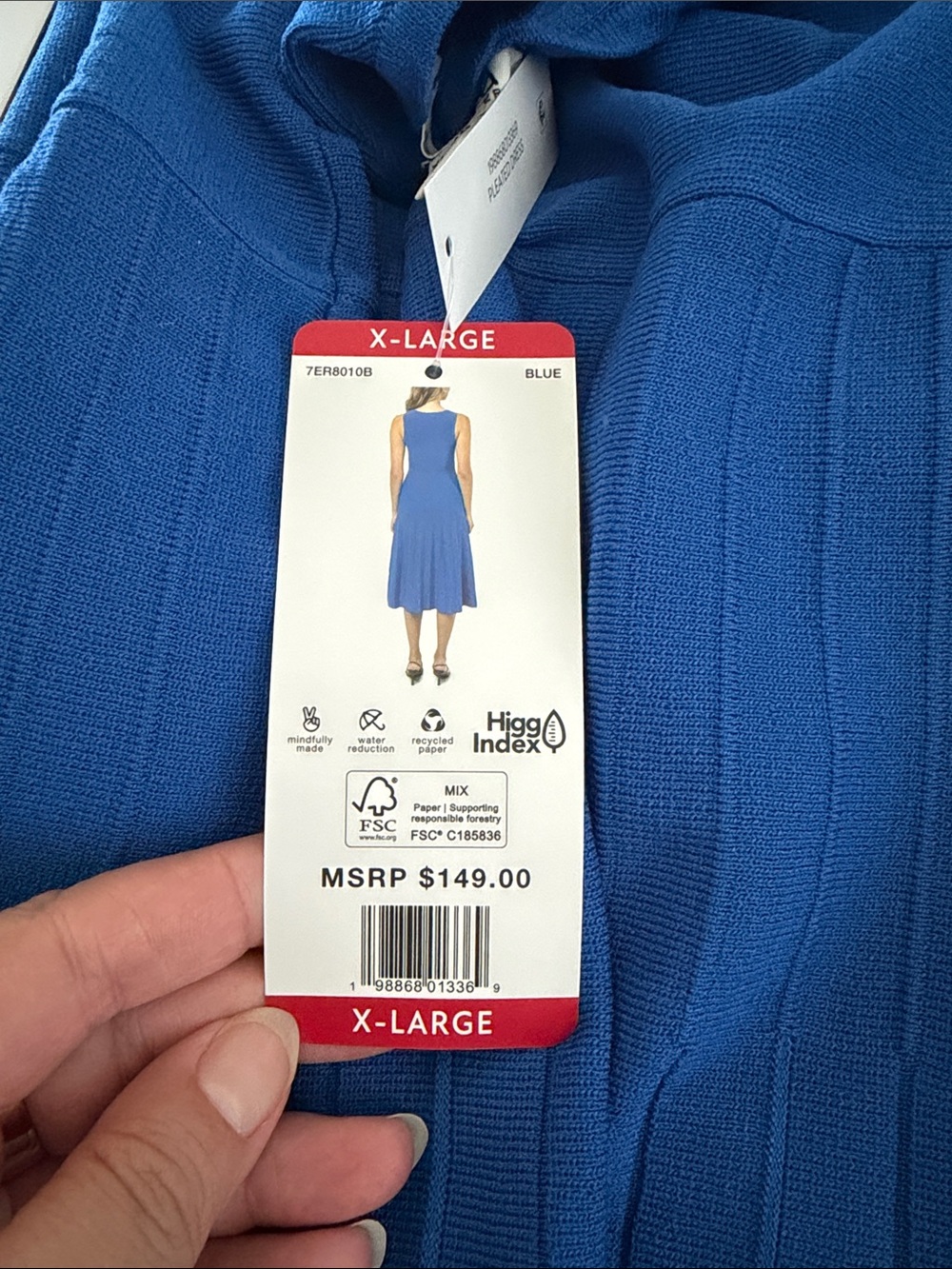 Sleeveless Royal Blue Pleated  Dress - Picture 6 of 8